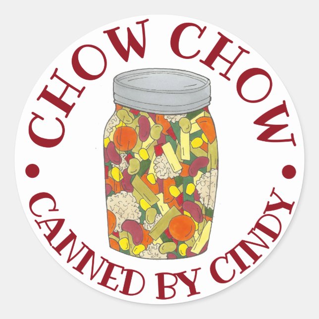 Adesivo Homemade Amish PA Dutch Chow Chow Enlatado Por (Frente)