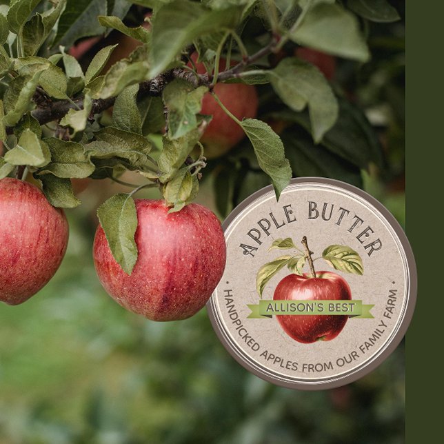 Adesivo HOMEMADE APPLE BUTTER Grunge Font Kraft e Brown (Criador carregado)