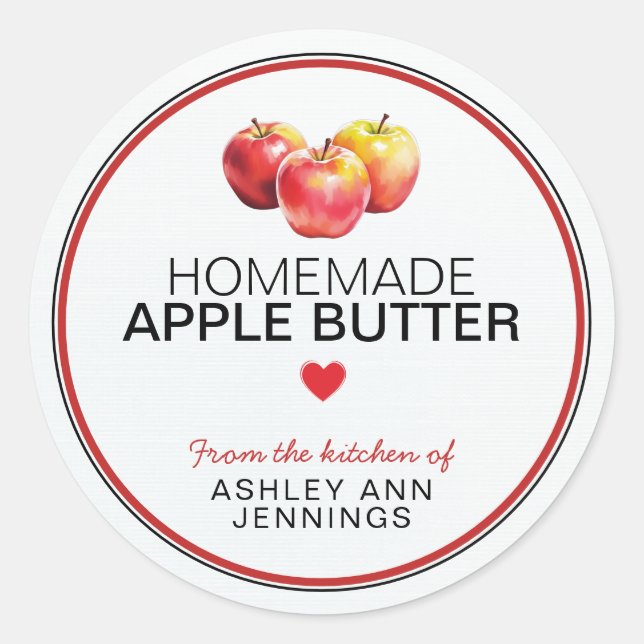 Adesivo Homemade Apple Butter Label | From the Kitchen Of (Frente)