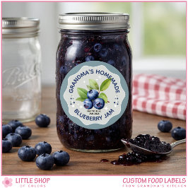 Adesivo Homemade Blueberry Jam Canning Jar Labels