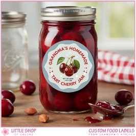 Adesivo Homemade Cherry Jam Canning Jar Labels