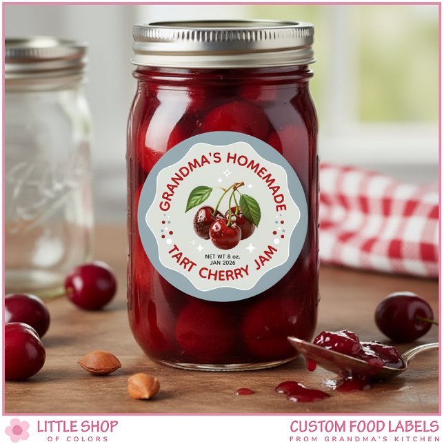 Adesivo Homemade Cherry Jam Canning Jar Labels (Criador carregado)