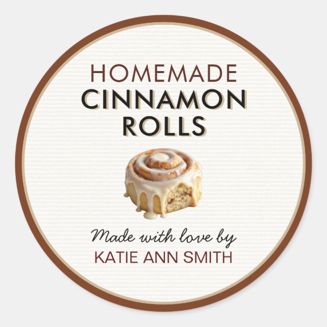 Adesivo Homemade Cinnamon Rolls Label With Love Stickers (Frente)