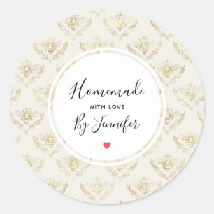 Adesivo Homemade com Abelhas de Ouro de Amor com Coroa