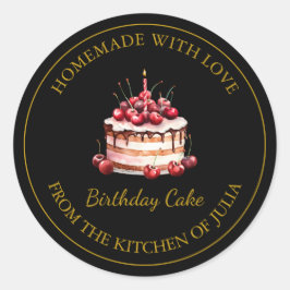 Adesivo Homemade com amor Birthday Cake Label | Preto
