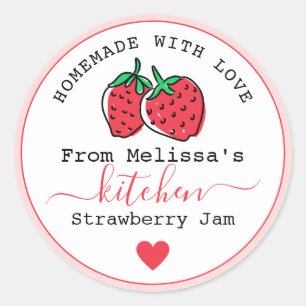 Adesivo Homemade Com Amor Com Jar De Morango Rosa