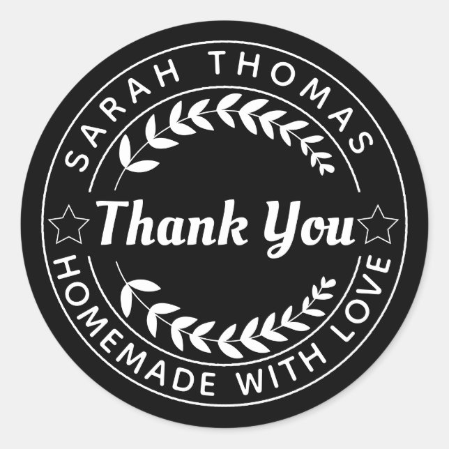 Adesivo Homemade com amor Crie seu próprio Obrigado (Frente)