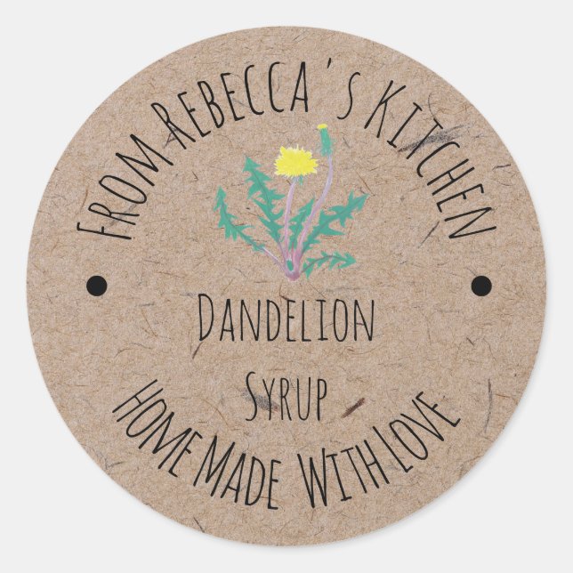 Adesivo Homemade com amor Dandelion Syrup Label (Frente)
