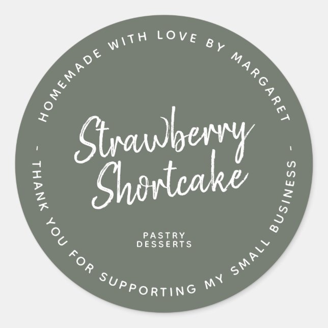 Adesivo Homemade com amor Dark Sage Green (Frente)