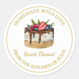 Adesivo Homemade com amor Dessert Cake Label | Branco