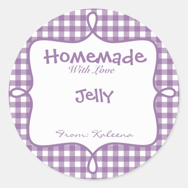 Adesivo Homemade Com Amor Gingham Roxo (Frente)