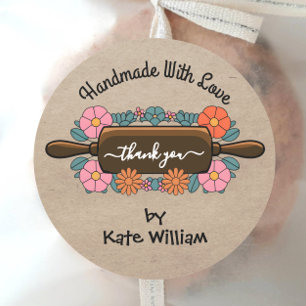 Adesivo Homemade com Amor   Kraft Paper Muito Obrigado