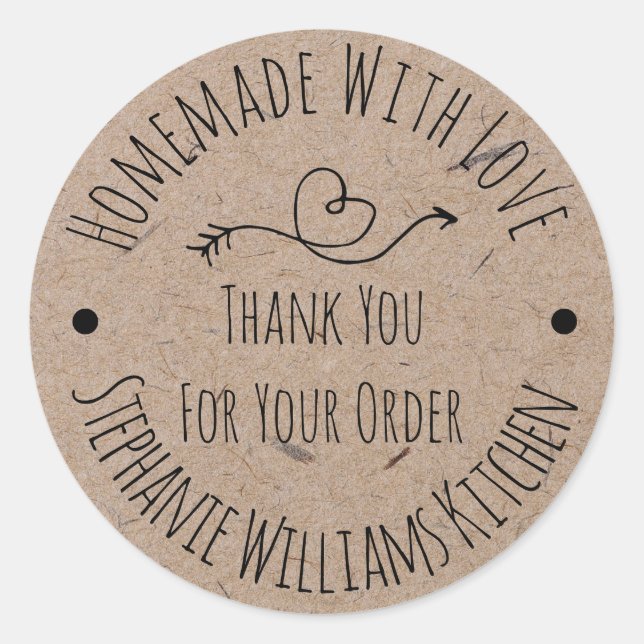 Adesivo Homemade com Amor | Obrigado Pelo Seu Pedido (Frente)