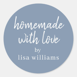 Adesivo Homemade com amor personalizado Presente Azul Vint