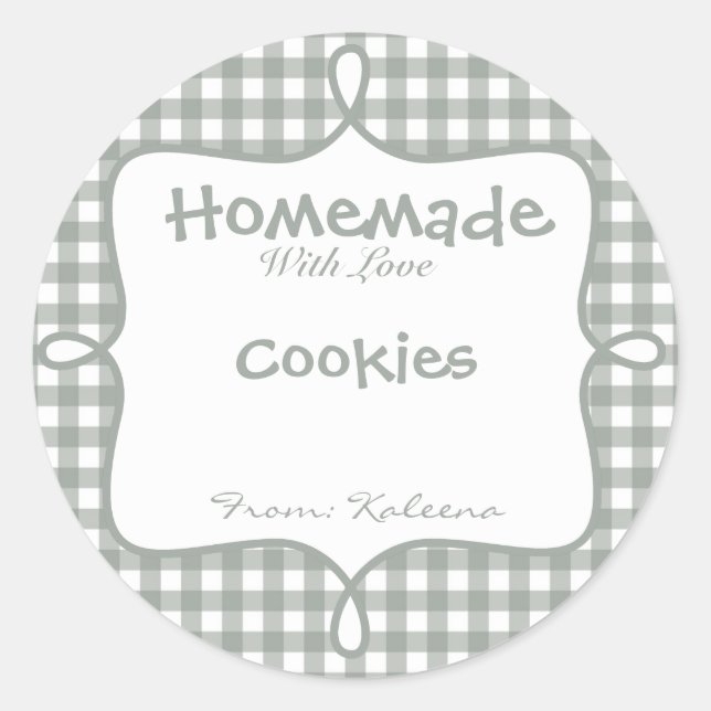 Adesivo Homemade Com Cinza De Amor Gingham (Frente)