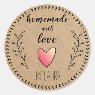 Adesivo Homemade com Love Heart Kraft Paper Personalizar