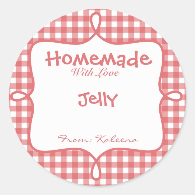 Adesivo Homemade com Love Red Gingham (Frente)