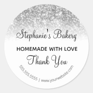 Adesivo Homemade com Love Silver Glitter Obrigado