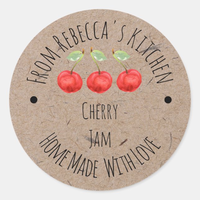 Adesivo Homemade com o amor Cherry Jam Label (Frente)