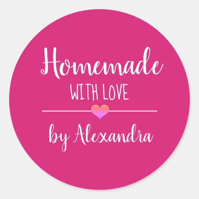 Adesivo Homemade com o nome do script rosa de amor (Frente)