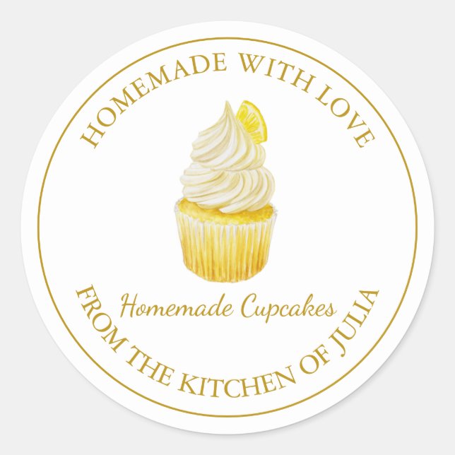 Adesivo Homemade com Rótulo de Cupcake de amor | Branco (Frente)