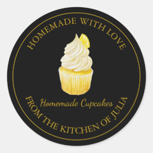 Adesivo Homemade com Rótulo de Cupcake de amor Preto