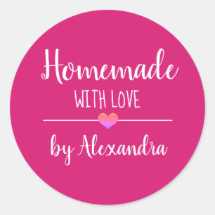 Adesivo Homemade com um nome de script branco rosa com amo