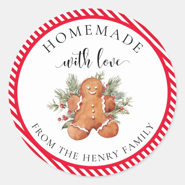 Adesivo Homemade Com Vinhetas De Presente De Natal Com Amo (Frente)