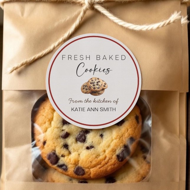 Adesivo Homemade Cookies Bakery Labels Packaging Stickers (A homemade baked chocolate chip cookies bagged bakery label or sticker on a bag of homemade cookies)