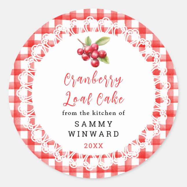 Adesivo Homemade Cranberry Loaf Cake Label (Frente)