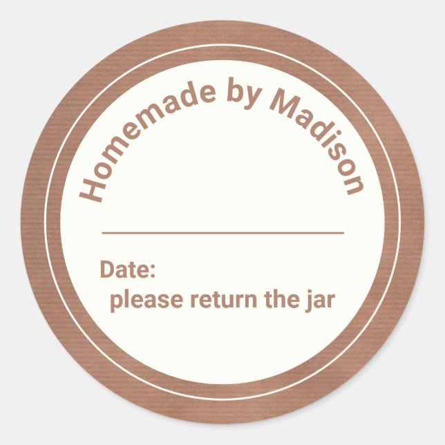 Adesivo Homemade de latas personalizadas | Devolver o Jar (Frente)
