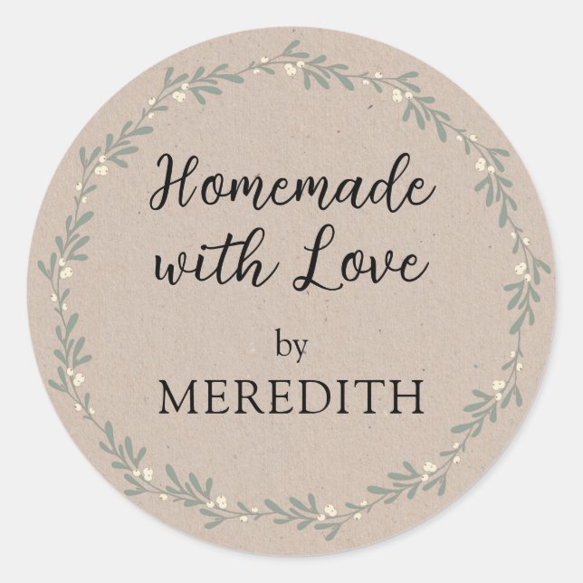 Adesivo Homemade Holiday com Love Personalised Kraft (Frente)