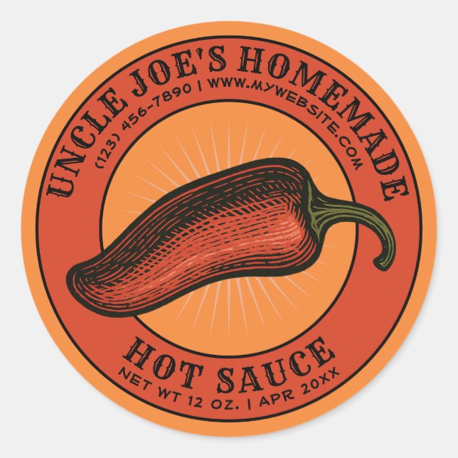 Adesivo Homemade Hot Molho Jalapeno Label Modelo (Frente)