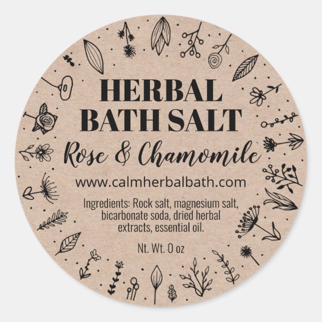 Adesivo Homemade Kraft Herbal Bath Salt Labels (Frente)