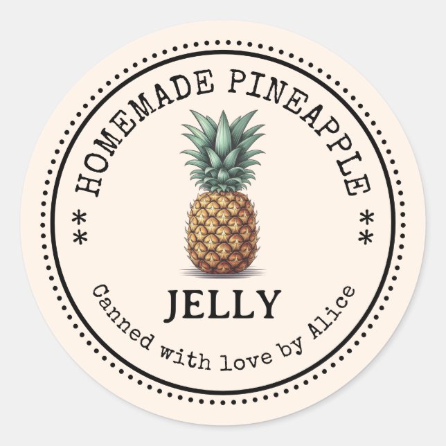 Adesivo Homemade Pineapple Jelly Canning Jar Labels (Frente)