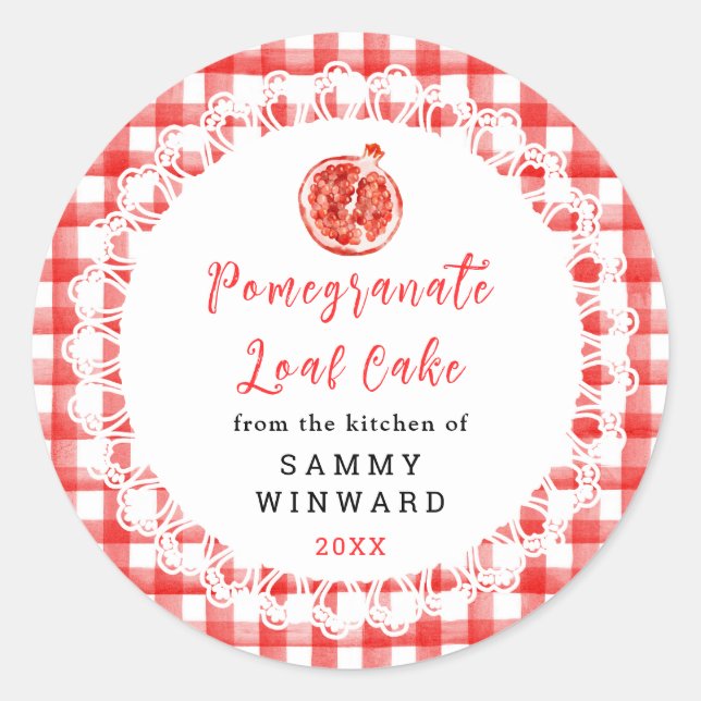 Adesivo Homemade Pomegranate Loaf Cake Label (Frente)