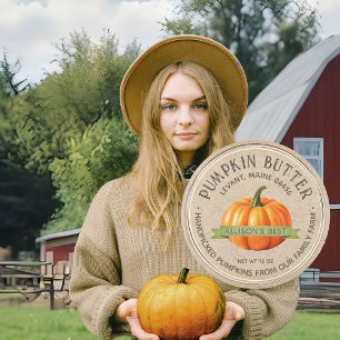 Adesivo HOMEMADE PUMPKIN BUTTER Grunge Font Kraft Brown