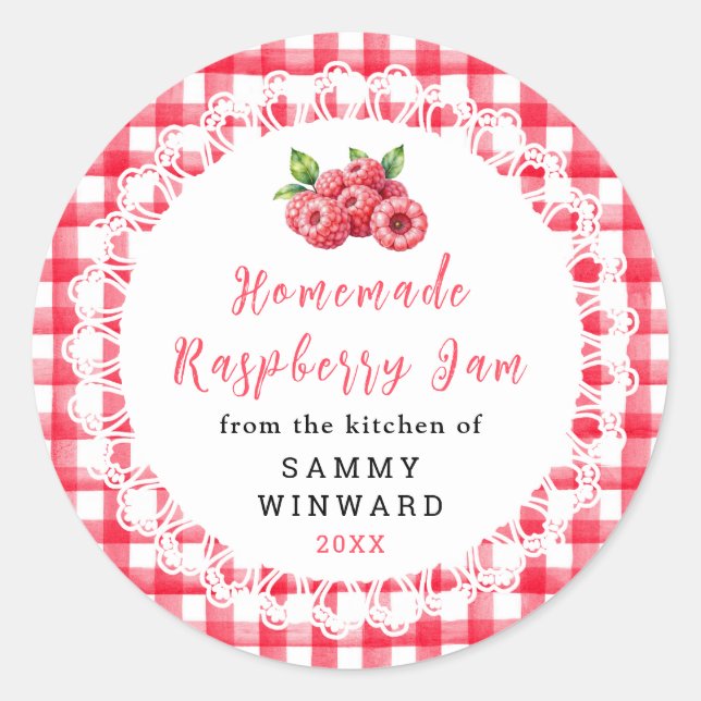 Adesivo Homemade Raspberry Jam Jar Label (Frente)