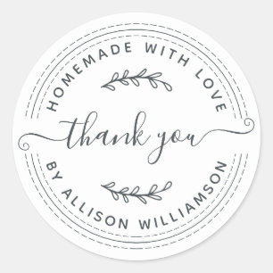 Adesivo Homemade Russo Com Amor Branco Negro Obrigado