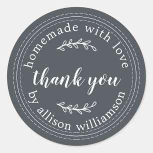 Adesivo Homemade Russo Com Amor De Papel Kraft Obrigado