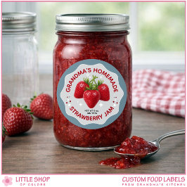 Adesivo Homemade Strawberry Jam Canning Jar Labels