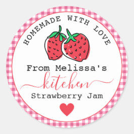 Adesivo Homemade Strawberry Jam Rustic Gingham