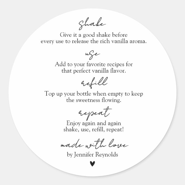 Adesivo Homemade Vanilla Extract Shake Use Refill Repeat (Frente)