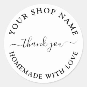 Adesivo Homemade With Love - Business Moderno Obrigado