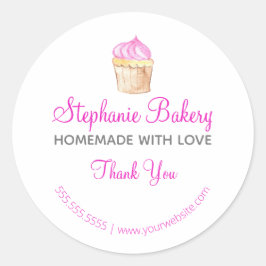 Adesivo Homemade with Love| Cup Cake Bakery Obrigado