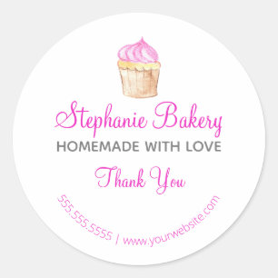Adesivo Homemade with Love Cup Cake Bakery Obrigado