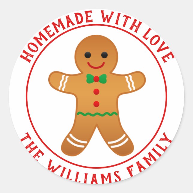 Adesivo Homemade with Love - Gingercake Man (Frente)