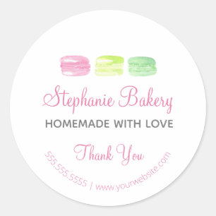 Adesivo Homemade with Love Macaroons Bakery Obrigado
