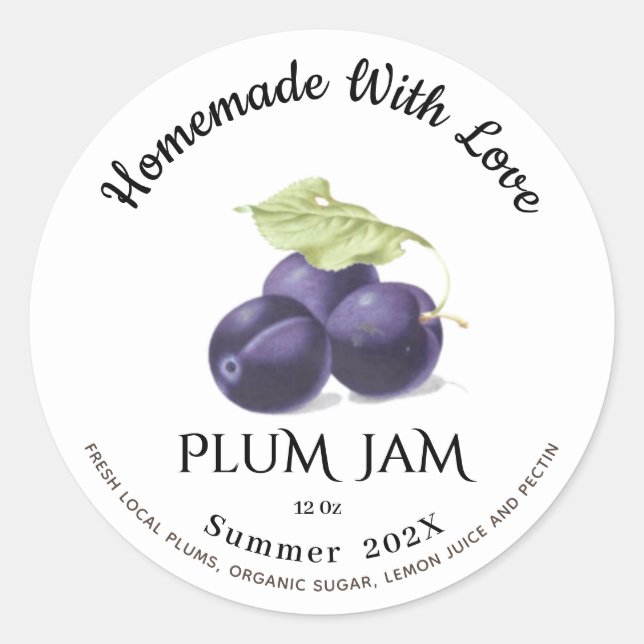 Adesivo Homemade with Love PLUM Jam Summer 202X (Frente)
