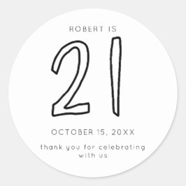 Adesivo Homens aniversário de 21 anos Modernos, Simples Ca